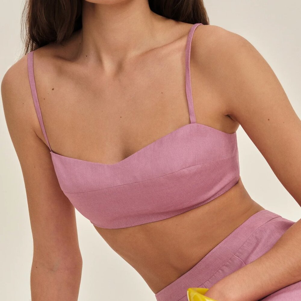 Reformation Pink Jori Linen Top